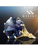 Pierścionek Klasyczny Vintage Szafir 14k żółte złoto vrc073y